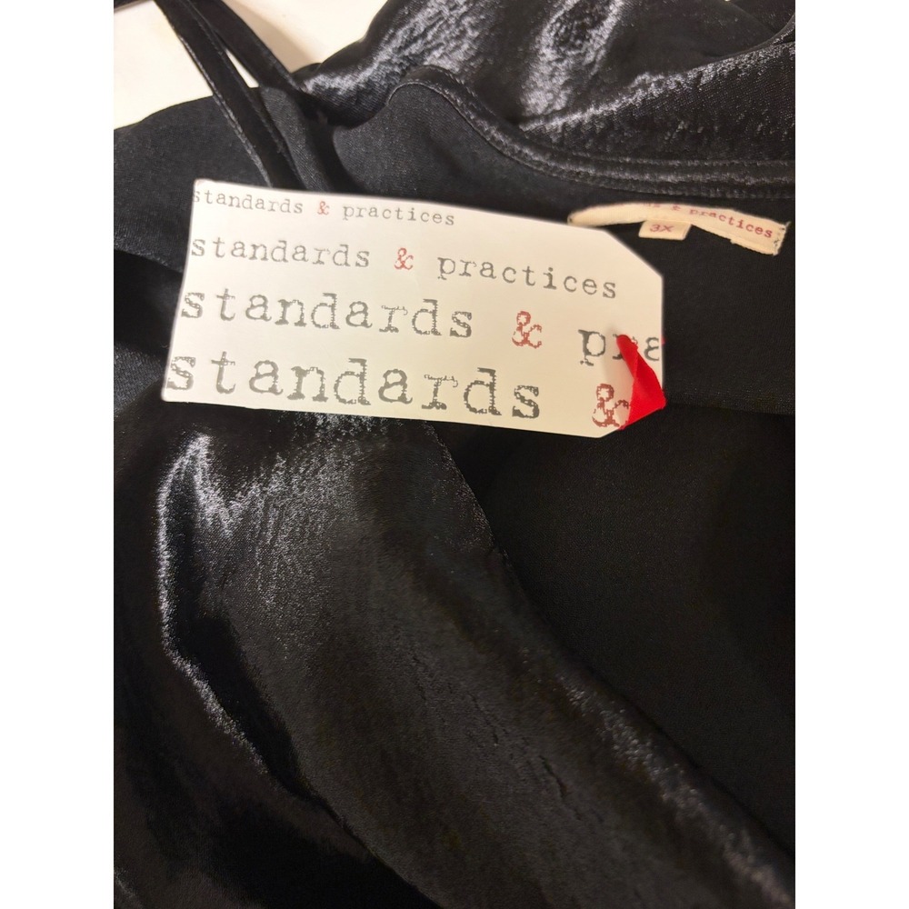 Standards & Practices Black Satin Cowl Neck Slip Midi Dress 3X - Picture 6 of 14